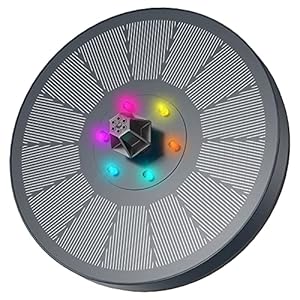 AISITIN 3W LED zonne-fontein pomp, ingebouwde 900mAh batterij ronde vorm zonne-waterpomp met 7 mondstukken voor…