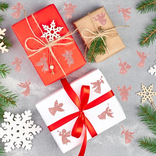 Image of Christmas Foil Angel Stickers - 1000 Pcs Rose Gold Angel Waterproof Vinyl Reusable Laptop Stickers Coloring Book Scrapbook Water Bottle Page Activity Pad Birthday Party Favors Kids Skateboard