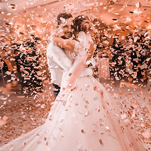Image of Sumind 200 Grams Gold Silver Large Metallic Confetti Rose Glitter Throwable Table Scatter Foil Confetti for Christmas Birthday Party Baby Shower Graduation Wedding Celebrations(Rose Gold)