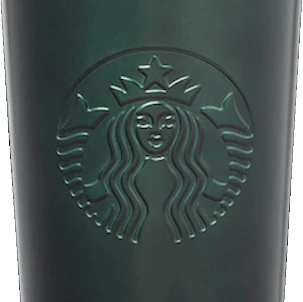 Starbucks Stainless Steel 24-Ounce Double Walled Cold Cup Tumbler Plastic Lid 2020 Black Green