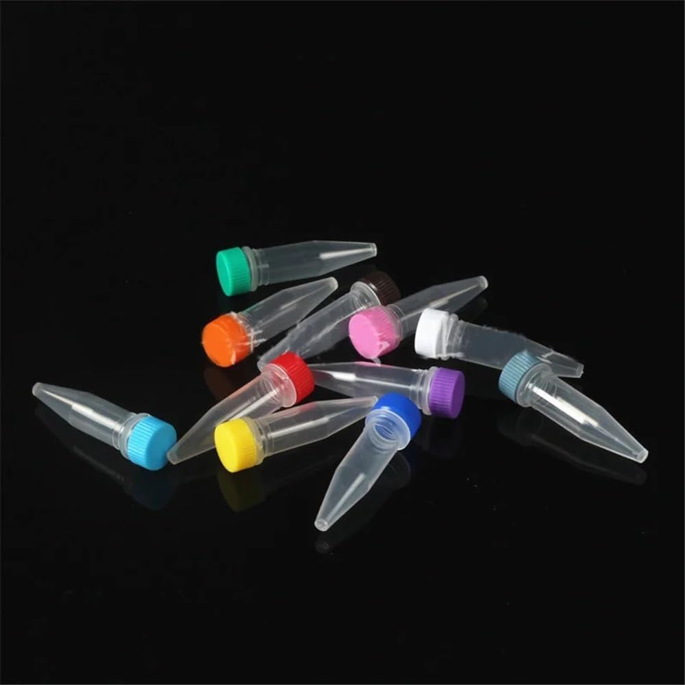 Laborglaswaren 500 Teile/los 1,5 ml 10 × 45mm Kunststoff Fläschchen Schraube Kappe Scharfen Boden Zentrifuge Labor Mit Dichtung Ring