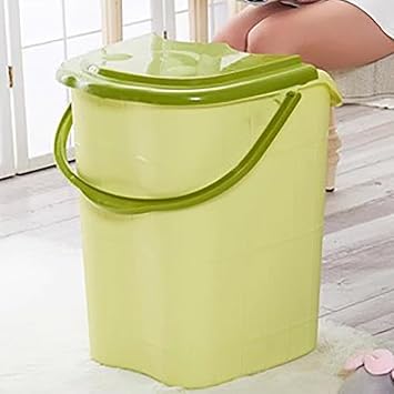Heightened Deep Soaking Foot Bath Bucket, Multifunctional Feet Bath Tub with Handle, Plastic SPA Foot Bath Basin, Long Lasting Insulation And Deepening Foot Tub for Soaking Feet & Calf,E