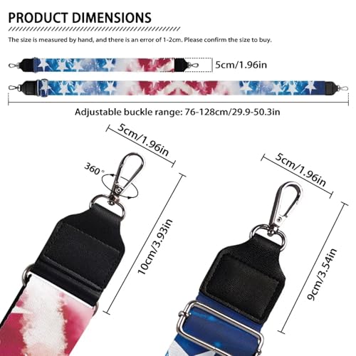 Image of GLENLCWE USA Flag Star Purse Straps Replacement Crossbody Adjustable American Flag Print Bag Strap for Purses, Wide Shoulder Strap for Women