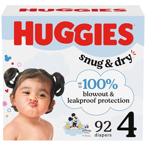 Image of Huggies Size 4 Diapers, Snug & Dry Baby Diapers, Size 4 (22-37 lbs), 92 Count, Packaging May Vary
