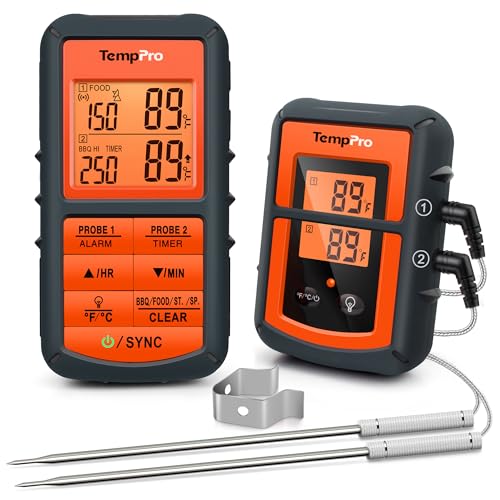 TempPro TP08B 500FT Wireless Meat Thermometer for Grilling Smoker BBQ Grill Oven Thermometer with Dual Probe Kitchen Cooking Steak Turkey Food Thermometer (Previously ThermoPro)