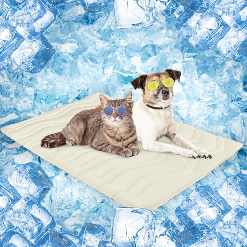SCENEREAL Dog Cooling Mat for Crate, Thicken Self-Cooling Dog Pad Reversible (Cool & Warm), 36'x23'...