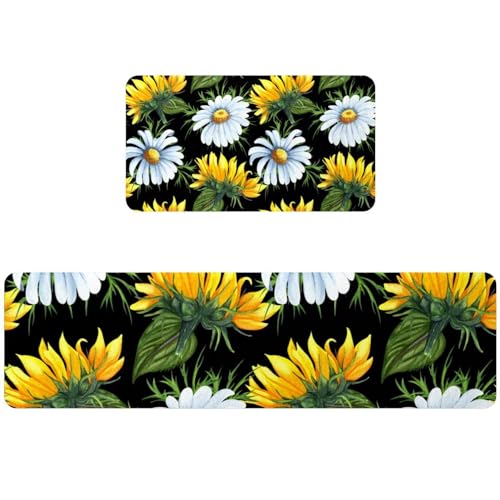 Tapetes de cocina lavables y absorbentes con base antideslizante de acuarela 2