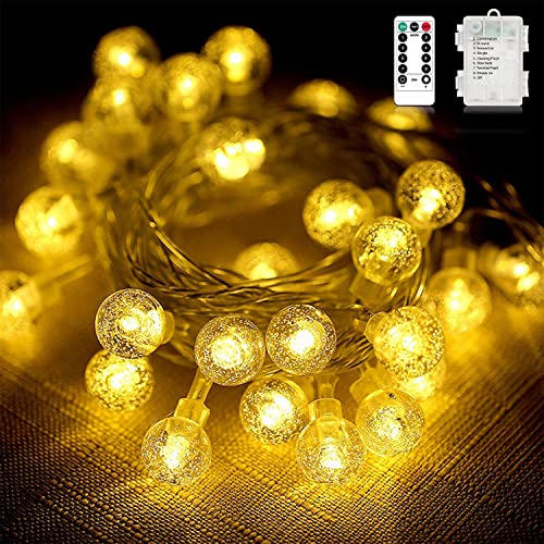 MUSUNIA - Cadena de luces de hadas con 100 luces LED de 100 LED, funciona con mando a distancia de 8 modos, luces de jardín impermeables para decoración de interiores y exteriores (blanco cálido) Cover