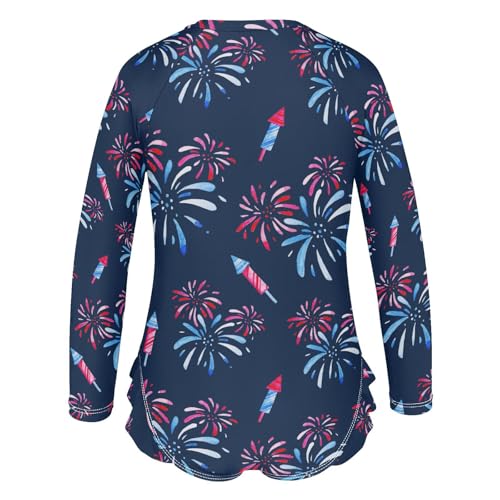 Aflyko 4th of July Girls' Rash Guard Swimsuit One-Piece Swimwear UPF 50+3