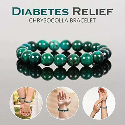image for Wanyi Diabetes Relief Chrysocolla Bracelet 8mm Smooth Polished Round S