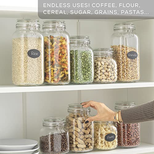 Airtight Glass Jars With Lids Set Of 3. 78Oz Glass Jar With Lid And 6 Silicone Seals! Large Glass Food Storage Containers. Square Mason Jar, Candy Jar, Flour Jar, Pasta Containers For Pantry #TOP5