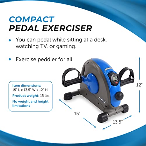 Stamina Mini Exercise Bike With Smooth Pedal System - Portable Pedal Exerciser - Cardio Equipment Fitness Bike - Stationary Bike For Home Workout - Blue #TOP2