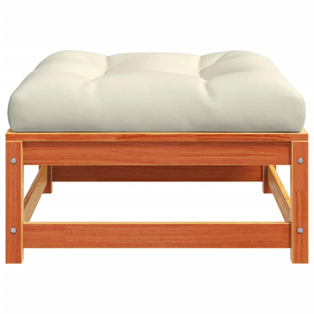 INLIFE Repose-Pieds de Jardin avec Coussins 2 pcs Bois Massif pinMeubles,Mobilier de Jardin,Sièges de Jardin,Éléments pour canapés modulables de jardin-42.61 lb-Brun-11297