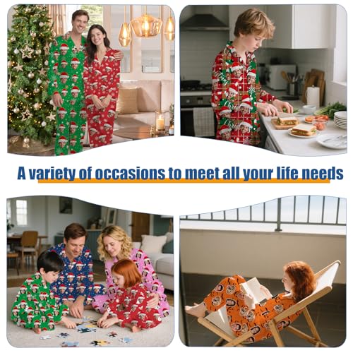 Custom Face Pajamas Set, Personalized Long Sleeve Pajamas for Women Men Family, Customized Matching Sleepwear Gifts4