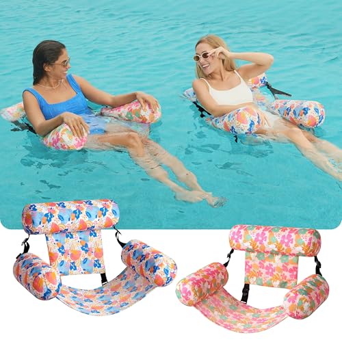 Image of SLOOSH Inflatable Pool Floats Adult,2 Packs Floating Lounge Chairs,Blow up Pool Noodles for Adult Heavy Duty,Floating Chair for Party Summer Water Beach Lake Fun