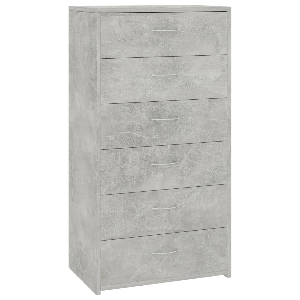 vidaXL Credenza con 6 Cassetti Minimalista Robusta Elegante Madia Armadietto Cassettiera Arredo Casa Grigio Cemento 50x34x96 cm in Truciolato