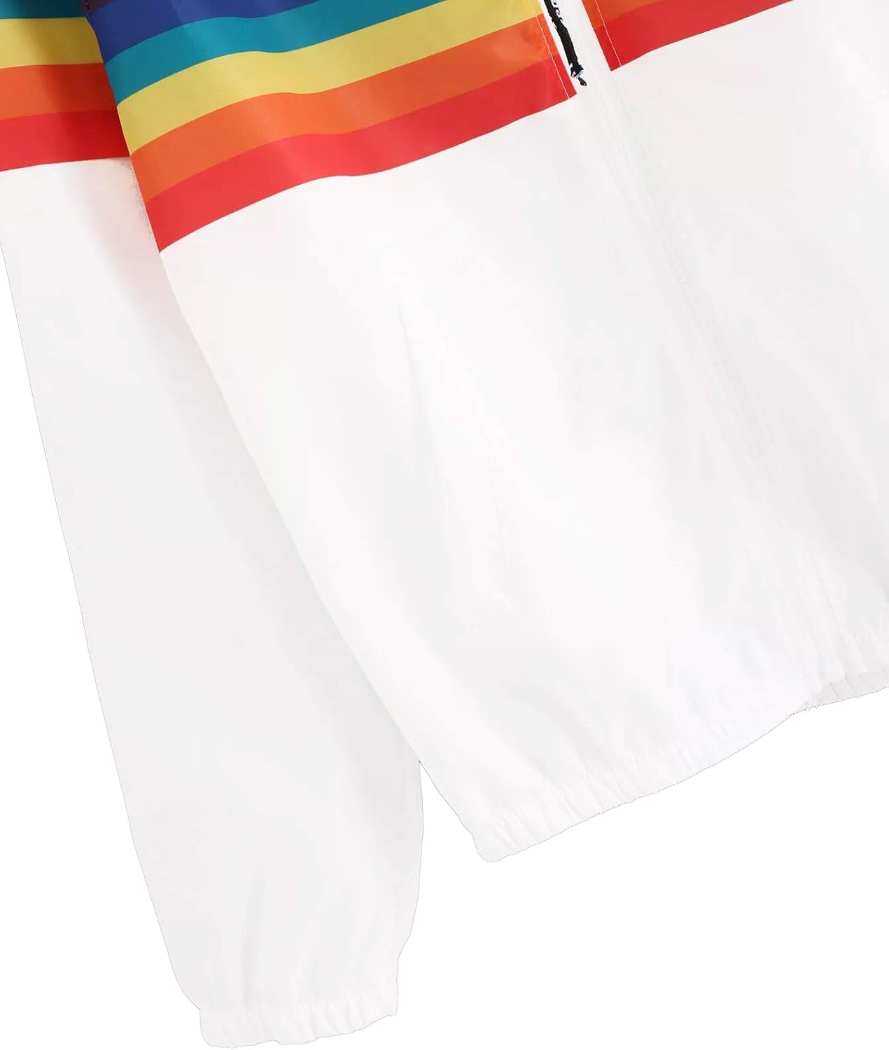 SweatyRocks Women's Casual Color Block Drawstring Hooded Windbreaker Jacket X-Small White1