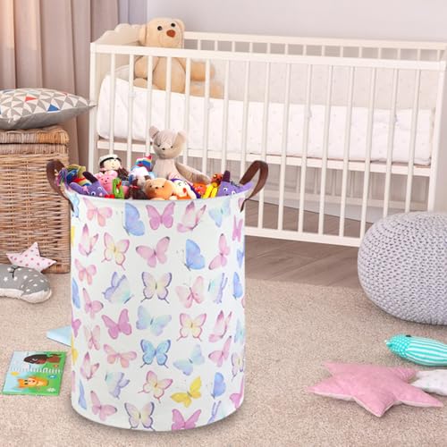 Image of Butterfly Laundry Basket Girls Hamper,Baby Nursery Clothes Hamper,Foldable Waterproof Large Storage Baskets for Girls Bedroom,Butterfly Room Decor,Gift Baskets(Colorful butterfly)