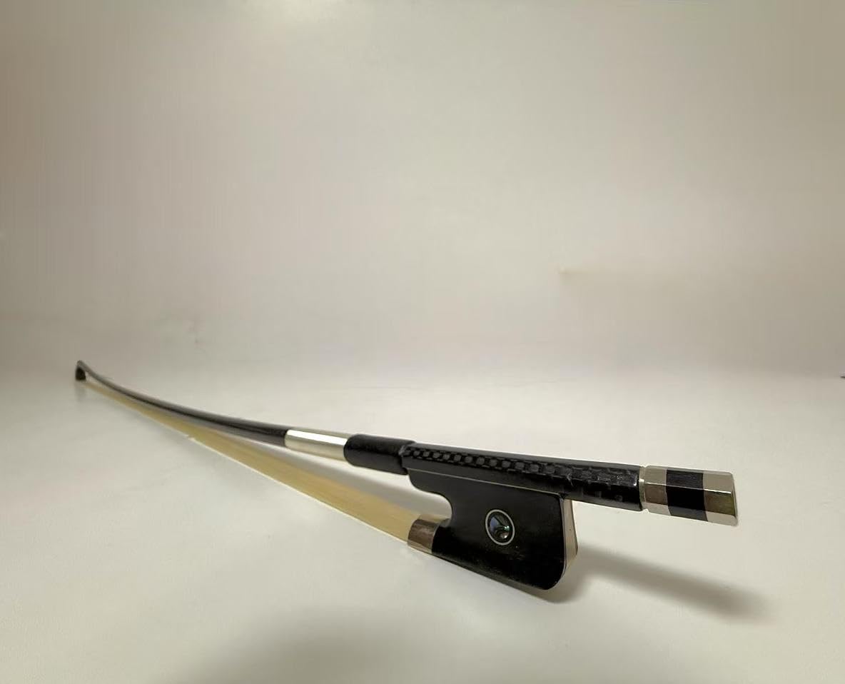 PAITITI 4/4 Cello full size Bow Silver Inlaid Patterned Carbon Fiber Round Silver Wrap Brass Parts with Double Eye Fully-Line Abalone