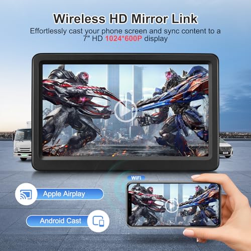 Carplay Screen for Car, 7" Wireless Carplay & Android Auto, Portable HD Touchscreen with Mirror Link, GPS Navigation, Voice Control, Hands-Free Calling, Bluetooth/AUX/FM, Plug & Play Car Play Screen - view 2