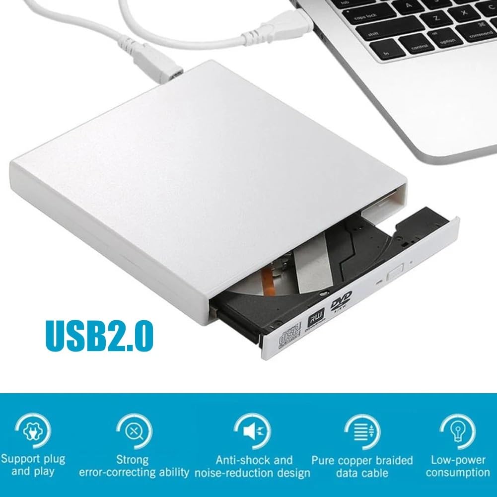 Unidad Óptica De DVD USB Externa Universal, Reproductor Grabador De CD 24X For PC Y Portátil(Silver)