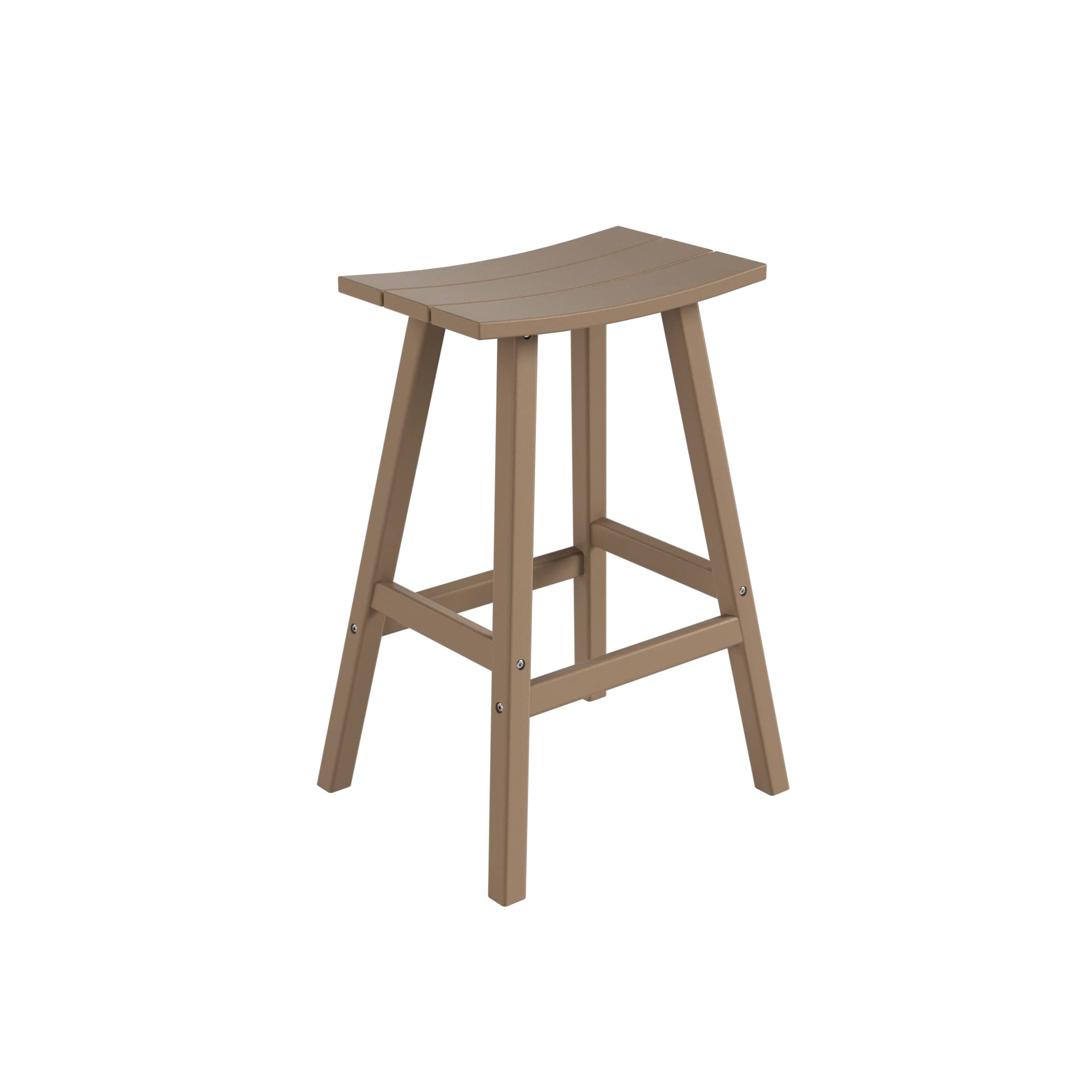 WO Home Furniture Saddle Stool 29"-Inch Adirondack HDPE Backless Patio Kitchen Bar Stool Seat (Weathered Wood)