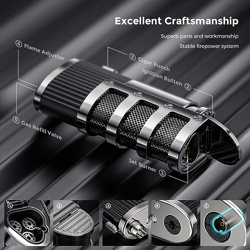 Encendedor resistente al viento de metal negro ajustable miniatura 3