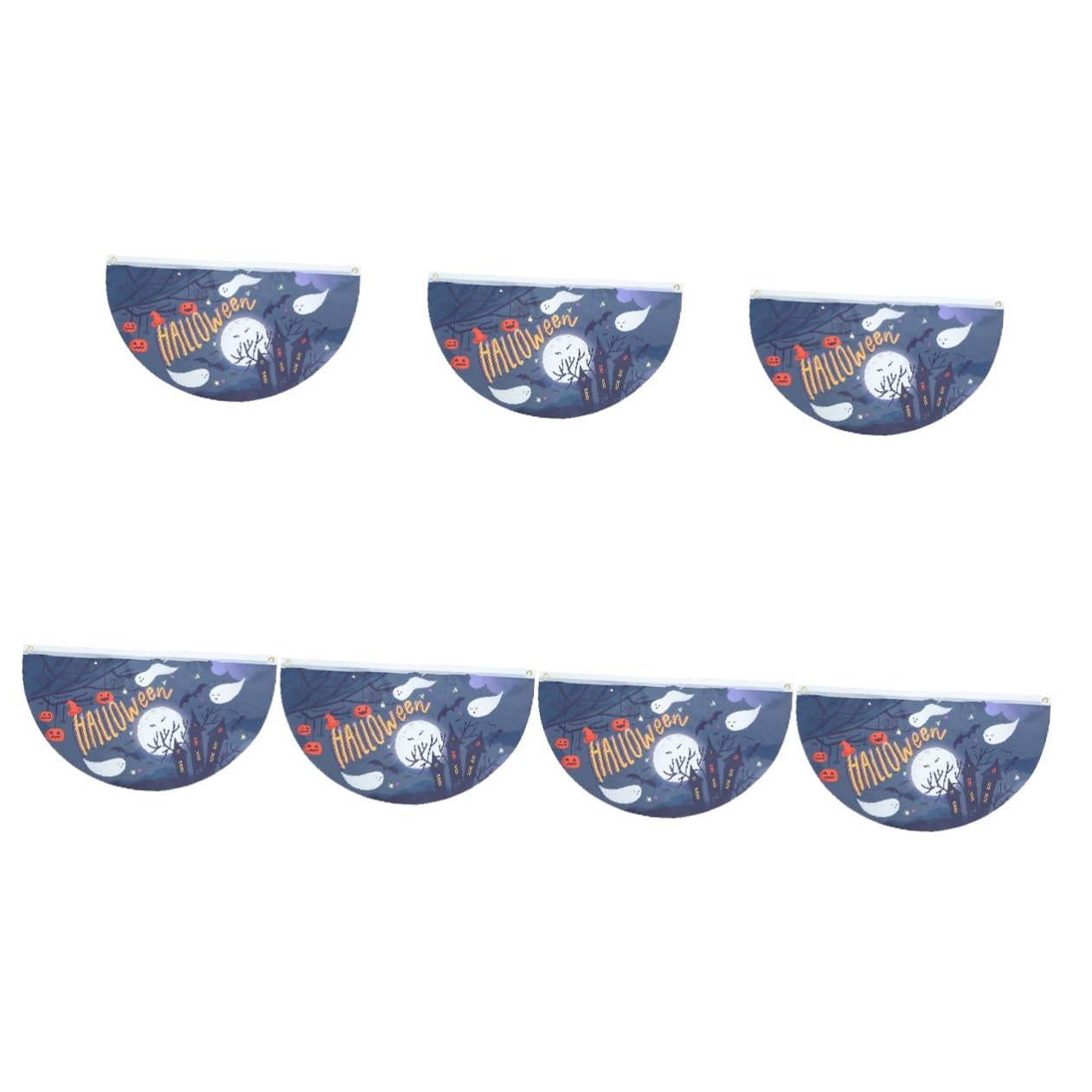 Abaodam 7 Stück Halloween Gartenflagge Halbkreis Fächerförmige Polyester Fahne Waschbar Charmante Terrassendekoration für Garten Dekoration Außenbereich
