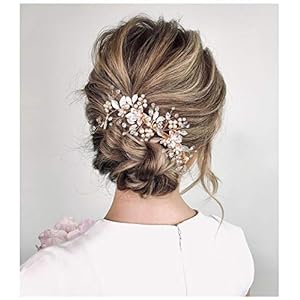 SWEETV Gold Wedding Hair Clip Comb Handmade Bridal Hair Accessories for Women Wedding