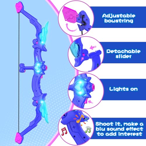 Image of Kids Bow and Arrow Toy, Angel Light Up Archery Set W / 10 Suction Cup Arrows, Targets & Quiver, Outdoor /Indoor Games for Kids Ages 4-7 8-12, Birthday Gifts for 4 5 6 7 8 9 10 11 12 Year Old Boys Girls