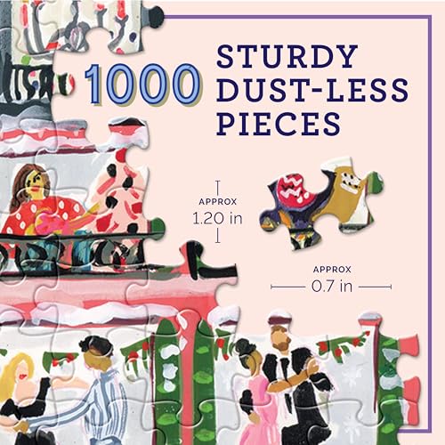 Image of eeBoo 1000 Piece Puzzle - Paris Christmas Jigsaw Puzzle for Adults, Square 23 inch x 23 inch Made with Recycled Board & Vegetable-Based Ink