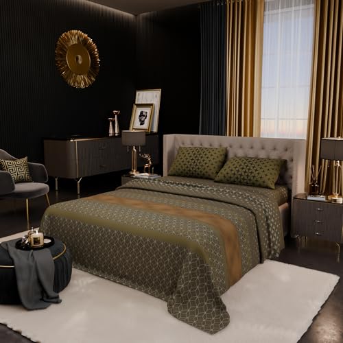 Image of Stoa Paris 100% Bamboo Cotton King Size Bedsheet with 2 Pillow Covers, 200TC Printed Bedding Set, Breathable, All-Season Comfort, Aesthetic Home Decor, Imperial Grandeur - Garden Grove (228cmx274cm)