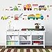 WandSticker4U®- Wandtattoo BAUSTELLE I Wandbilder: 130x50 cm I Wandsticker Kinderzimmer Junge Auto Aufkleber Kinder Fahrzeuge Baumaschinen Bagger Autos I Wand Deko für Jungenzimmer