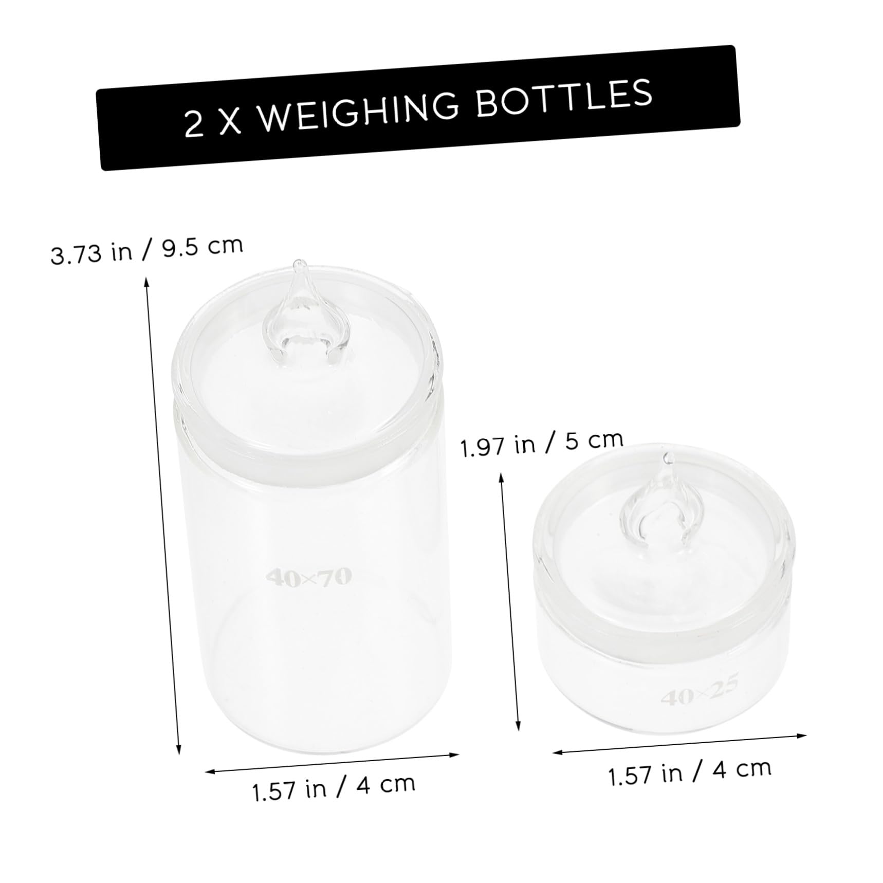 Amosfun 3 Ensembles Bouteilles De Pesée Verre Flacons Pour Échantillons De Laboratoire Pratiques 2 Pièces * 3