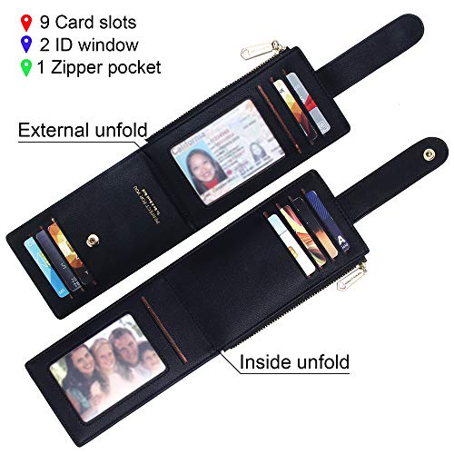 Badiya Rfid Card Holder Wallet For Women Slim Wallets Bifold Multi Card Case Zipper Coin Purse #TOP3