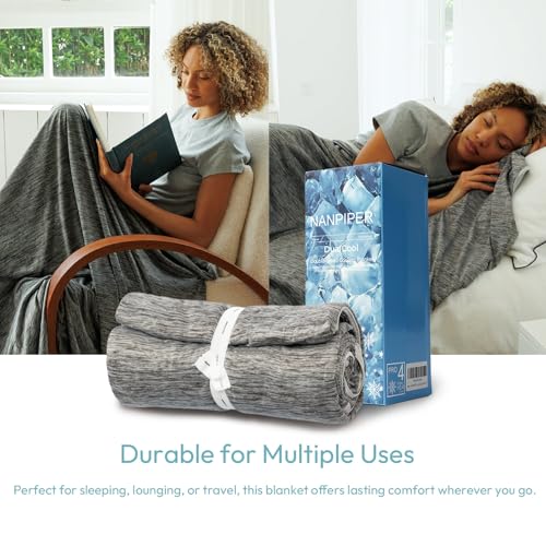 Image of NANPIPER Cooling Blanket Queen Size for Hot Sleepers,Double Sided Cold Lightweight Summer Bed Blanket, Dark Grey 90 inchx90 inch