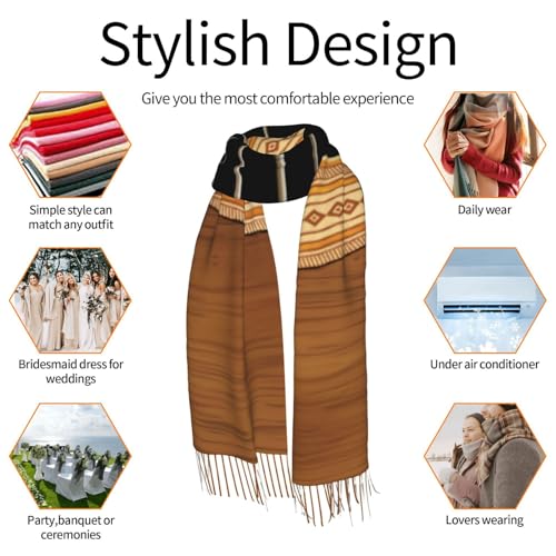 Dyale Wood Acoustic Guitar Music 71 Inch Extra Long Fringe Scarf - Super Soft Faux Cashmere Shawl Wrap, Lightweight Warm Scarf For Women All Seasons​4