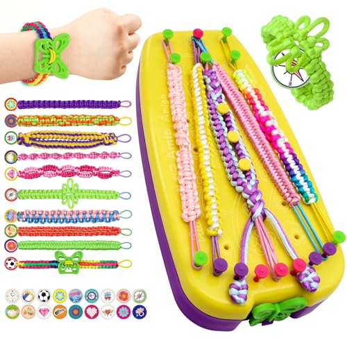 Friendship Bracelet Making Kit,Arts and Craft Kit for Teenage Girls,DIY Friendship Bracelet Kit with Braiding Loom,Birthday Gifts Toys for Ages 6 7 8 9 10 11 12 Year Old Girls Kids Travel Activity Set