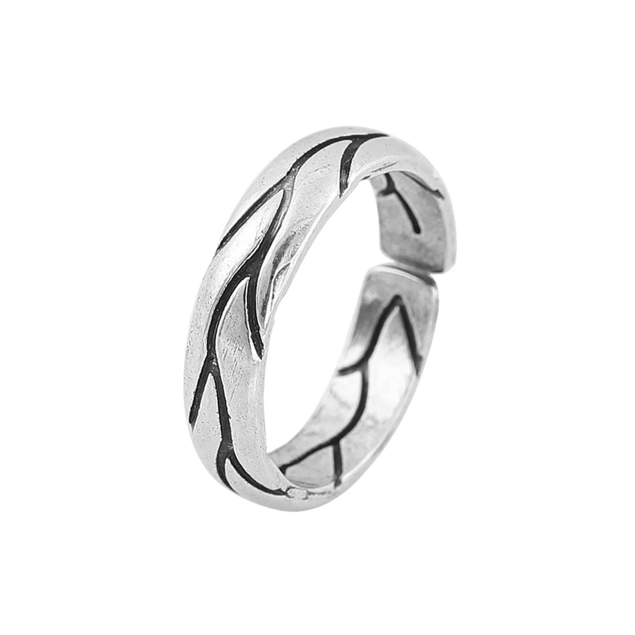 Herren Ring, Wikinger Verstellbare Geschnitzte Ringe für Männer Hypoallergenes Hochglanzpolierte Oberfläche, Hip Pop Offene Gothic Punk Klassischer Daumenring Fidget Herrenschmuck, Silber