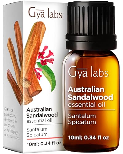 Gya Labs Australian Sandalwood Essential Oil - 0.34 Fl Oz - for Hair, Skin, Diffuser, Aromatherapy & DIY Candle Making Scent