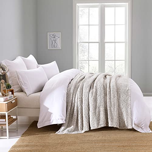 Ultra Soft Fleece Sherpa Blanket King Size, Lightweight Cozy Pattern Reversible Bed Blanket for All Season,2 Tones Ombre Light Brown,104”x90”