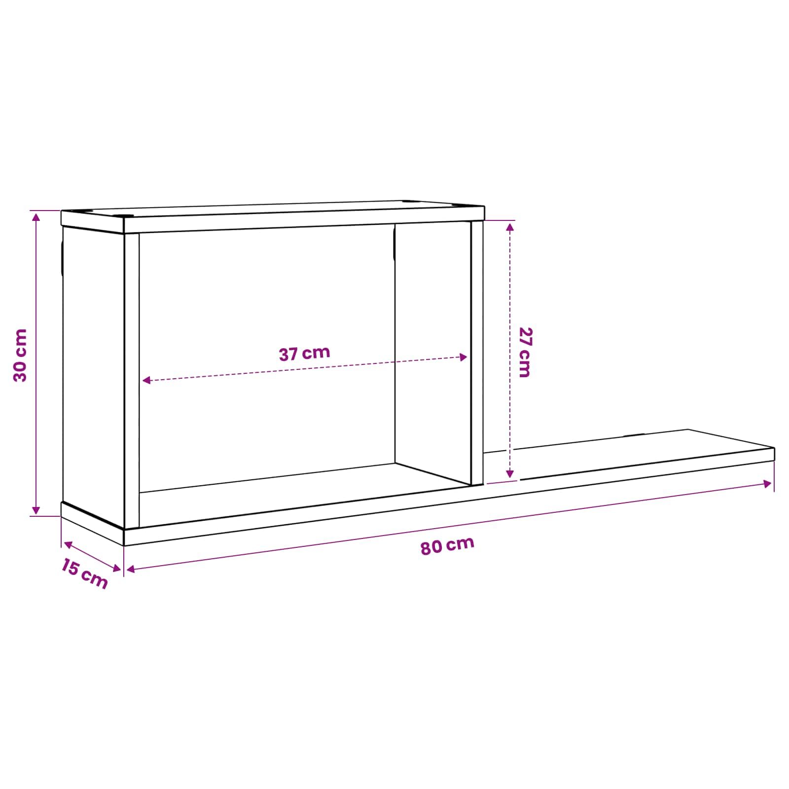 Juego de 2 estanterías flotantes de roble Artisan, estantes de pared de madera, 80 x 15 x 30 cm, estantes colgantes con soporte invisible, juego de tablero de pared para salón, oficina y