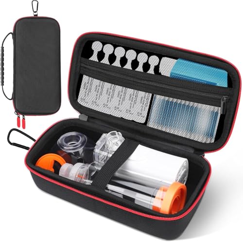 Image of Asthma Inhaler Case, Portable Nebulizer Travel-Ready Organizer with Mesh Pocket, Double Zippers, Silicone Handle, for Kids and Adults, Stylish Black - Case Only