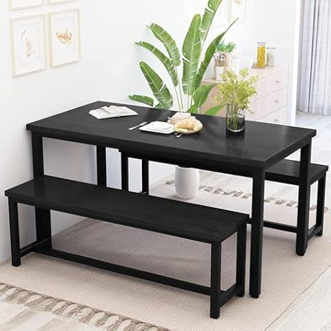 HOOSENG 3-Piece Dining Table and Bench Set Cover