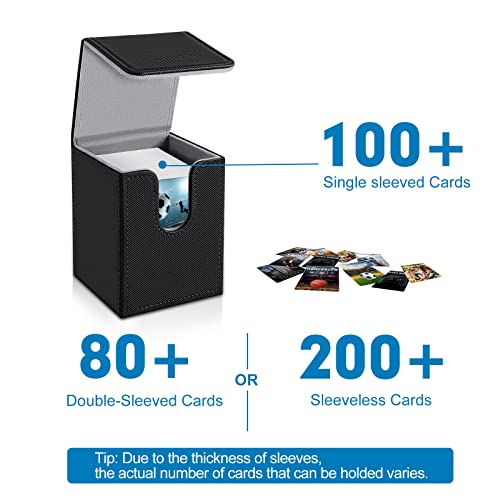 Image of Mlikero 4 Pack Card Deck Box, Commander Deck Box Holds 400+ Single Sleeved Cards with 4 Dividers, Leather Magnetic Card Box Fit for MTG, TCG