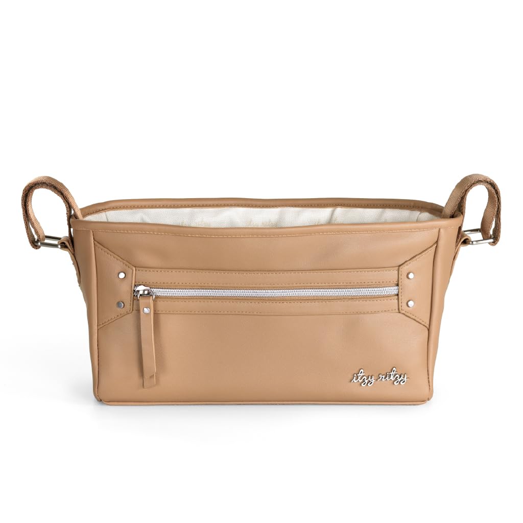 Itzy Ritzy Verstellbarer Kinderwagen-Organizer – Kinderwagen-Organizer-Tasche mit Fronttasche mit Reißverschluss, 2 integrierten Innentaschen und verstellbaren Riemen, passend für fast jeden