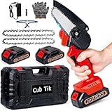 Mini Chainsaw Cordless 4 Inch Battery Powered Chainsaw One Hand Electric Chainsaw Handheld Portable Chainsaw for Tree Branch Wood Cutting
