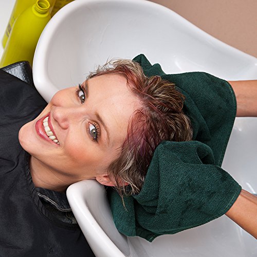 Image of Arkwright Bleach Resistant Salon Towels 12 Pack - 100% Cotton Hair Towels, Soft, Absorbent, Quick Dry Spa & Barber Towels for Hair Stylist, Nail Salon & Esthetician, 16 x 28, Green