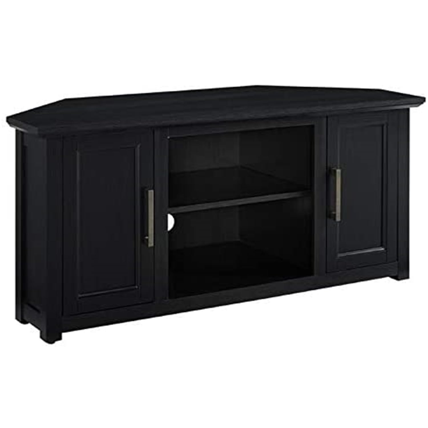Corner TV Stand 48 Inch Black Entertainment Center for TVs up to 50"