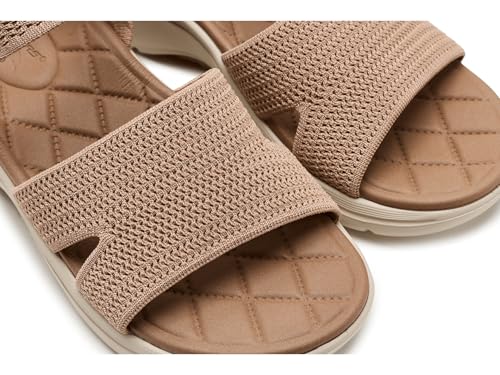 Skechers SKECHERS, Womens, On-The-Go GO Walk Arch Fit 2.0 Sandals w/Shiny Yarn, Tan, 8, B - Medium
